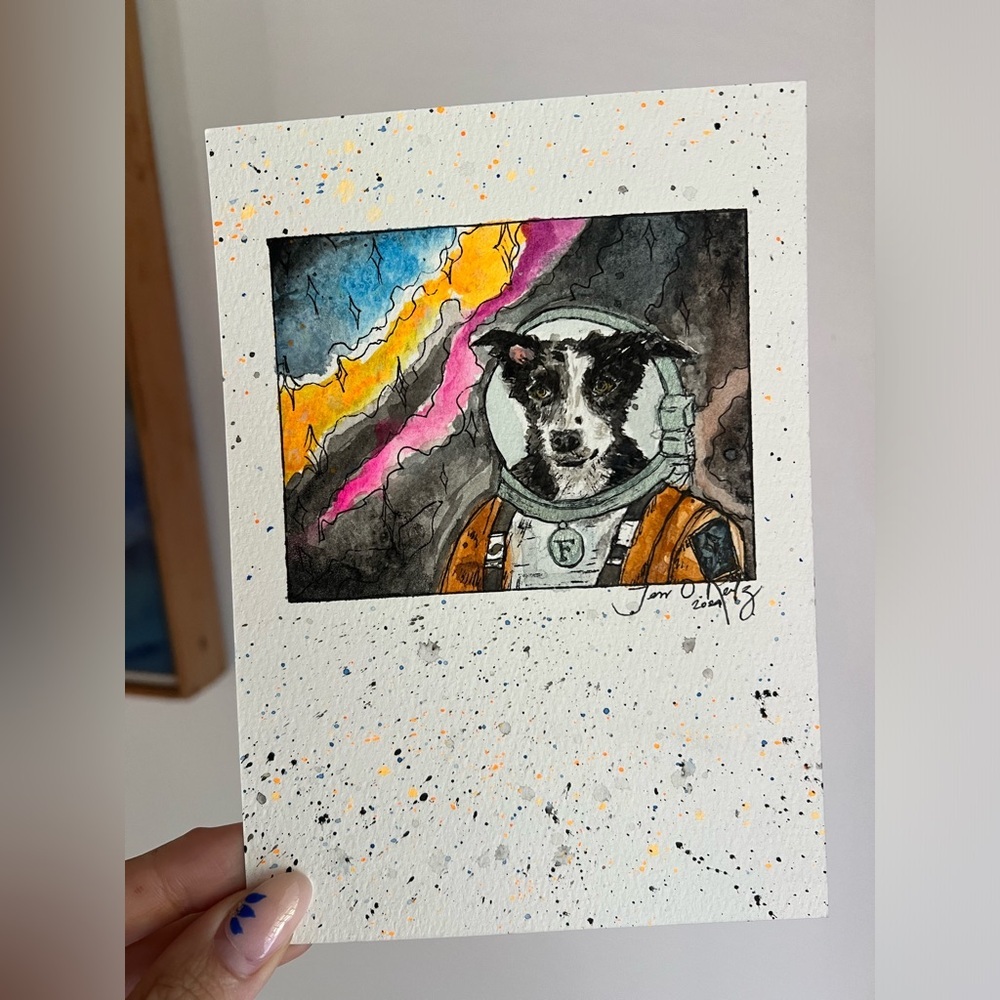 CUSTOM Watercolor and Pen Pet Portrait 5x7 - Picture 7 of 14